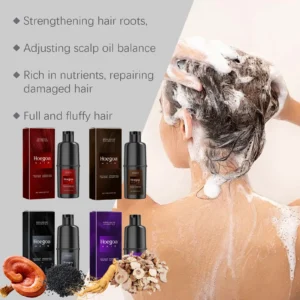 Hoegoa 100ml Hair Dyeing Shampoo Herbal Instant Cover Repair Dry Cleaning Nourish Scalp Roots Long Lasting Coloring Hair Shampoo