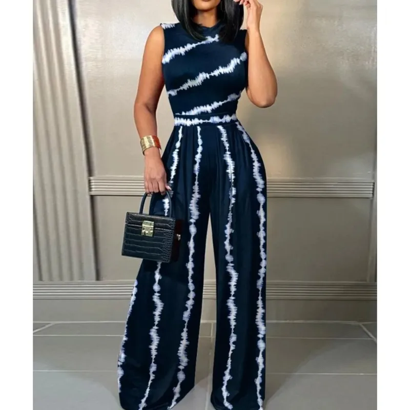 2025 Elegant Women Wide Leg Long Juumpsuit Spring Summer Fashion Printed Sleeveless Casual Holiday Bodysuits Jumpsuits Trousers - Image 4