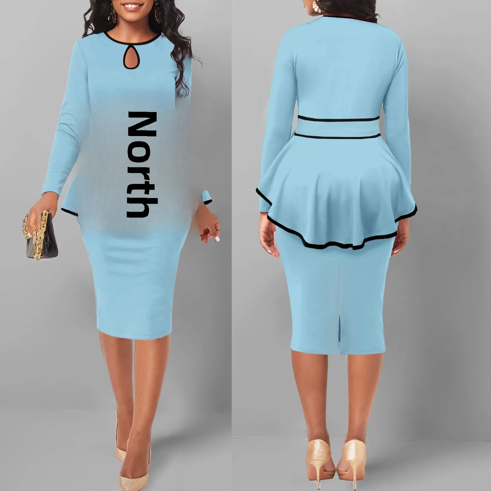 SexyElegant Amazon Cross-Border Suit Dress Ruffle Edge Top Side Slit Skirt 2-Piece Set For Women From China Big Land - Image 3