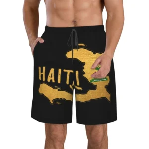 Haiti Flag Graphic Beach Shorts Men Kids 3d Printed Swimming Trunks Summer Quick Dry Board Shorts Street Oversized Short Pants