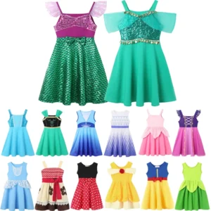2025 New Summer Girls Children Mermaid Girls Dress Sleeveless A-Line Dress Children Baby Princess Costume Girls Casual Dresses