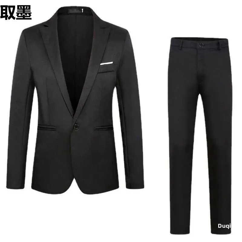 2023 New Men's Fashionable Business Casual Suit Slim Fit Western Style Clothes 2-Piece Set Wholesale Cross-Border E-commerce - Image 2
