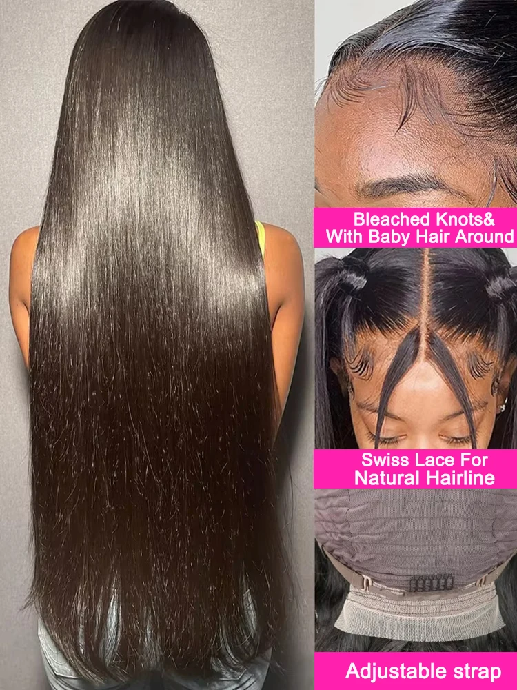 30 40 Inch Straight Human Hair Wigs 13x6 Hd Lace Frontal Wig Brazilian Transparent Bone Straight 13x4 Lace Front Wig For Women - Image 4