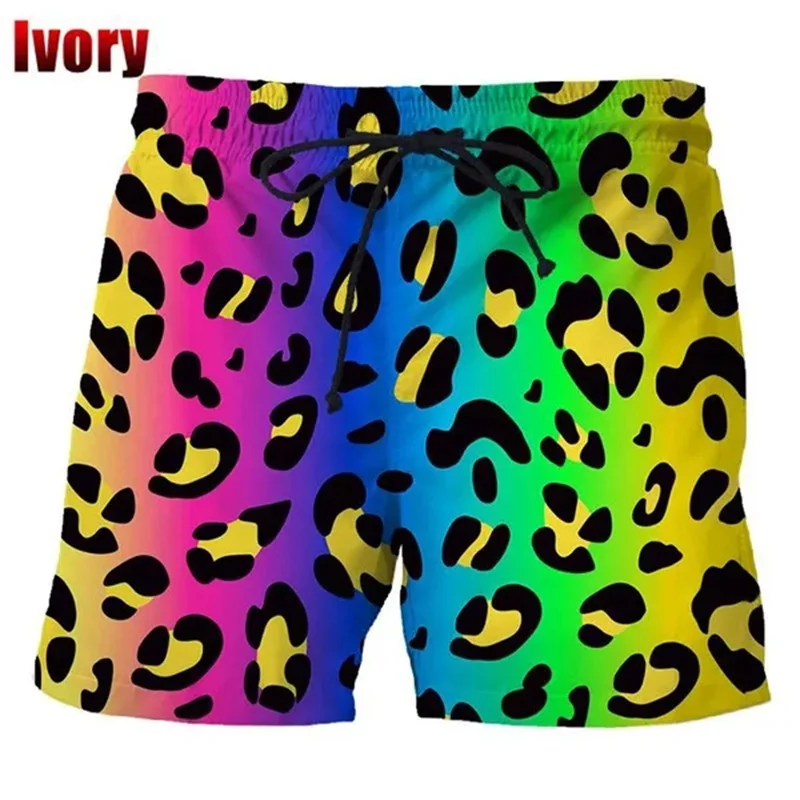 Classic Colorful Leopard Shorts Men Summer Beach Short Pants Hawaii Beach Swimming Pants Swim Trunks Women Kid Cool Ice Shorts - Image 4