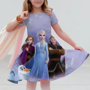 Disney Girls' Princess Dress Fashion Children's Casual A-line Princess Dress Girls' Birthday Gift Dress Basic Heart shaped Dress