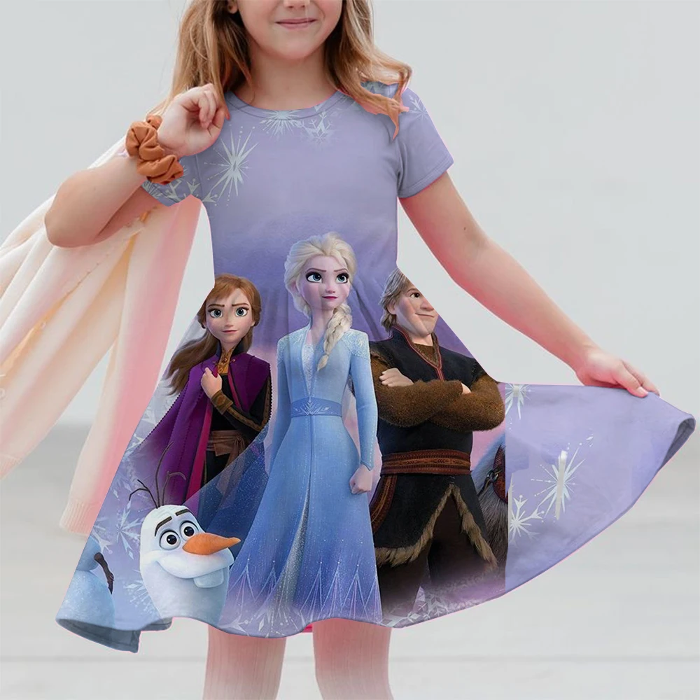 Disney Girls' Princess Dress Fashion Children's Casual A-line Princess Dress Girls' Birthday Gift Dress Basic Heart shaped Dress