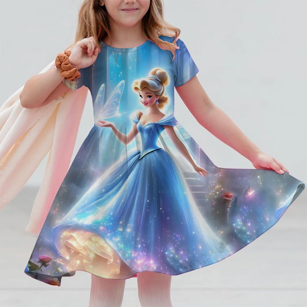 Disney Girls' Princess Dress Fashion Children's Casual A-line Princess Dress Girls' Birthday Gift Dress Basic Heart shaped Dress - Image 4
