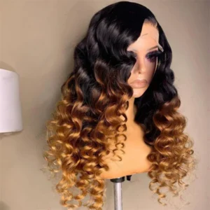 Soft 26Inch Ombre Blond Kinky Curly 180Density Long Glueless Deep Lace Front Wig For Women With Baby Hair Preplucked Daily
