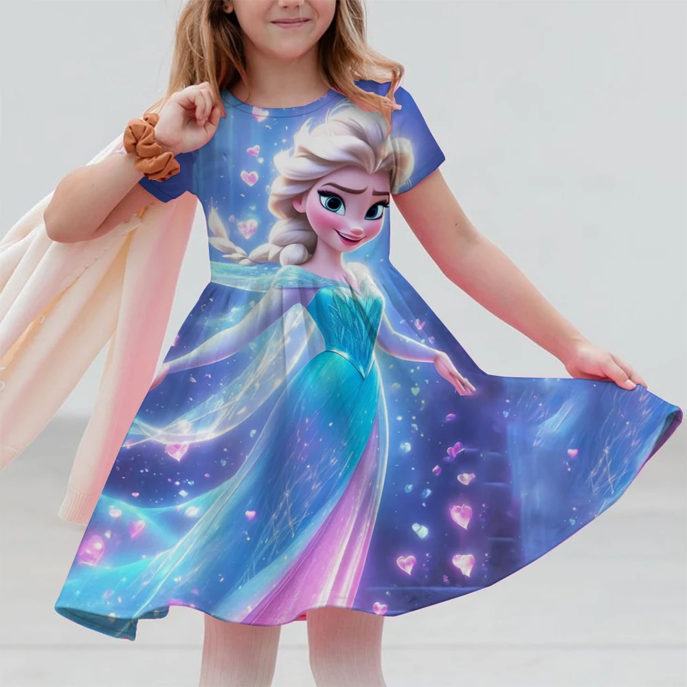 Disney Girls' Princess Dress Fashion Children's Casual A-line Princess Dress Girls' Birthday Gift Dress Basic Heart shaped Dress - Image 2