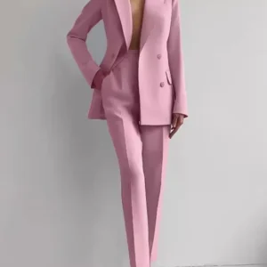 CM.YAYA Elegant Blazer Suit and Wide Leg Pants Two 2 Piece Sets Outfits Women 2024 Classic OL Work Street Outfit Tracksuit