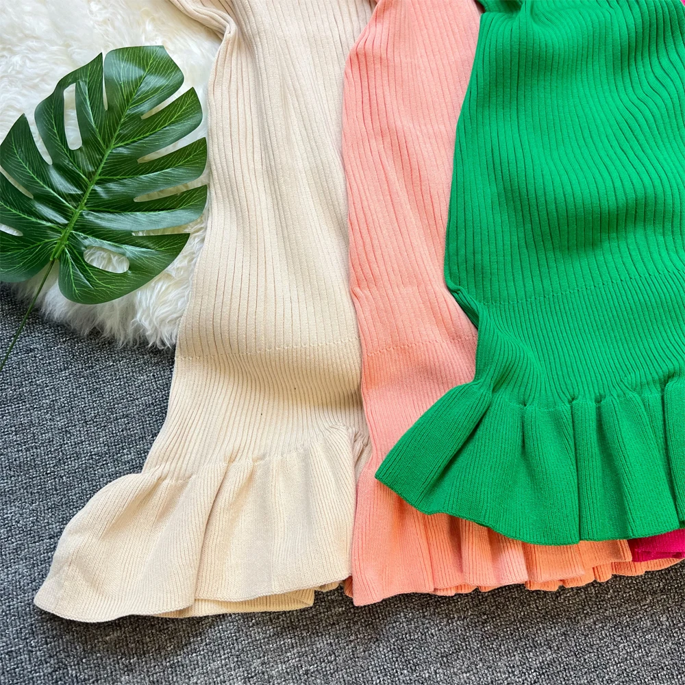 YuooMuoo Chic Fashion Sexy Package Hips Ruffled Mini Dress Women Summer Slim Elastic Knitted Party Dress Streetwear Lady Outfits - Image 2