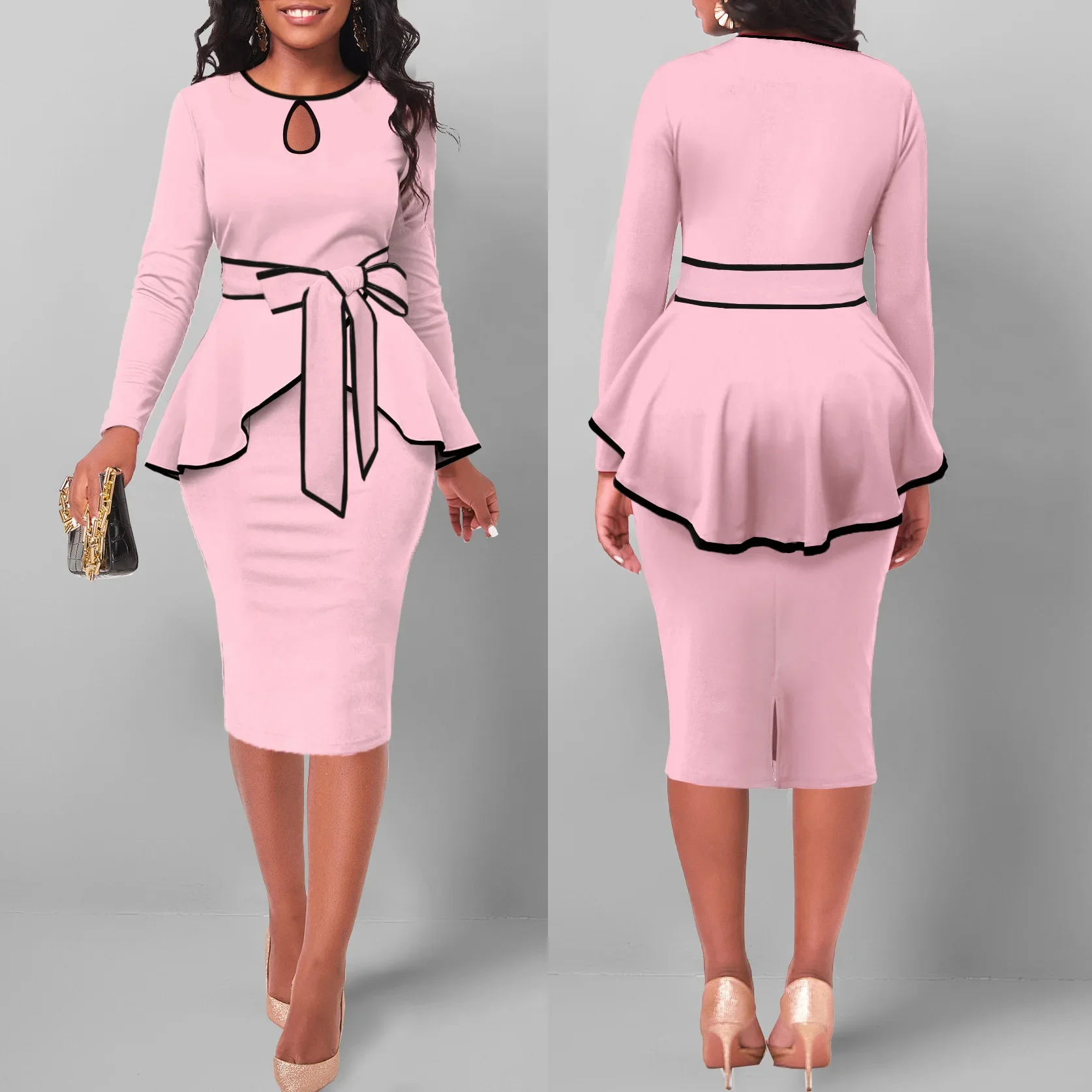SexyElegant Amazon Cross-Border Suit Dress Ruffle Edge Top Side Slit Skirt 2-Piece Set For Women From China Big Land - Image 2