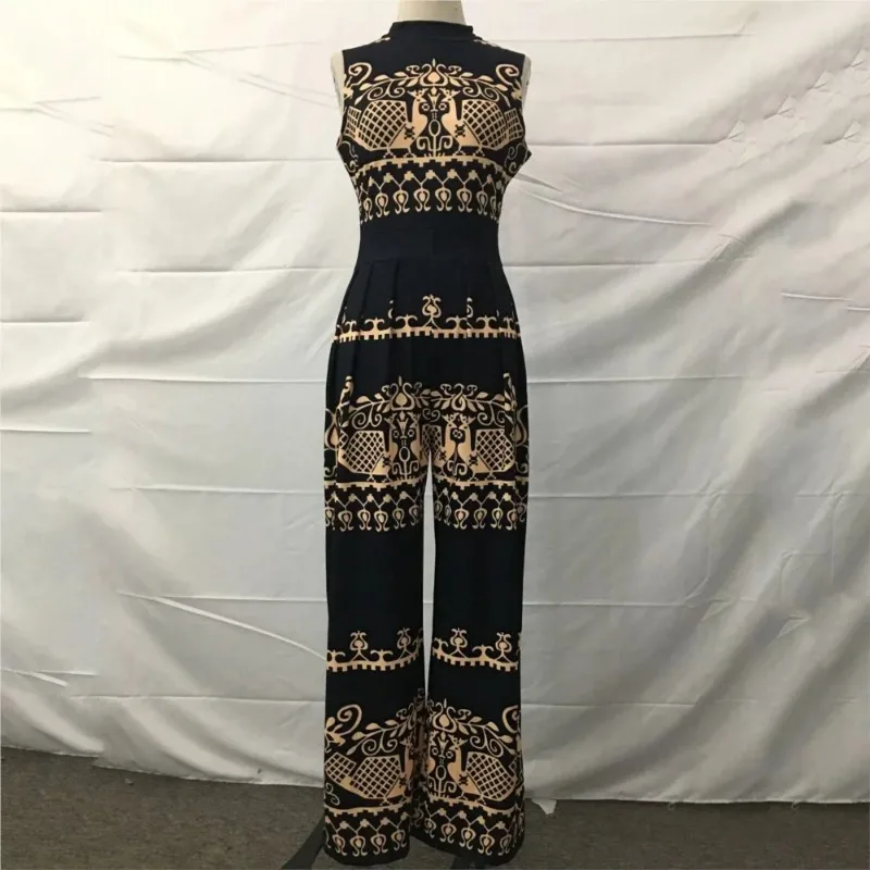 2025 Elegant Women Wide Leg Long Juumpsuit Spring Summer Fashion Printed Sleeveless Casual Holiday Bodysuits Jumpsuits Trousers - Image 5