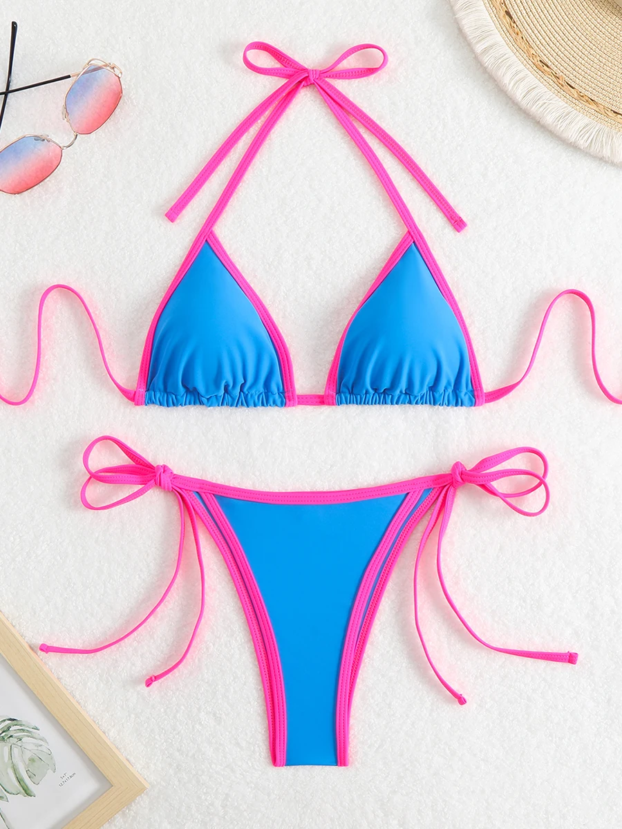 2025 Triangle Halter Bikini Sexy Brazilian Swimsuit Women String Swimwear Female Bathers Bathing Swimming Swim Suit Beachwear - Image 4