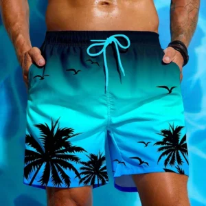 Summer Men's Swimwear Board Shorts Palm Tree 3d Print Drawstring Swim Short Beach Trunks Men Swimsuit Sports Pants Brief Boy