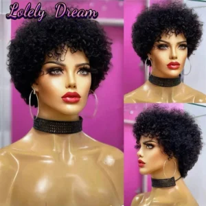 Curly human hair Wig Large Bouncy Afro Kinky Curly Wigs For Black Women Machine made Wig Brazilian Virgin Remy Human Hair Wigs