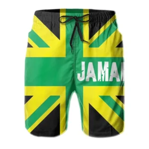 Men's 3d Printed Jamaican Flag Swim Trunks Fashion Summer Jamaica Beach Surf Board Shorts Quick Dry Sports Gym Short Pants