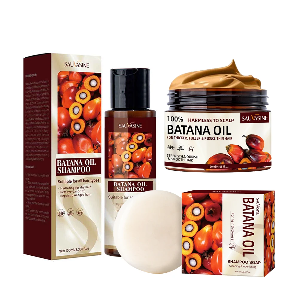 Batana Oil Shampoo Hair Conditioner Hair Care Set Dry Fizzy Damaged Hair Repair Moisturizing Strengthen Growth Hair Shampoo Soap