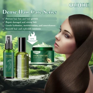 Ouhoe 100ml Ginseng Hair Growth Spray Repair Dry Frizzy Hair Oil Avocado Moisturize Hair Mask Nourish Scalp Anti Hair Loss Mist