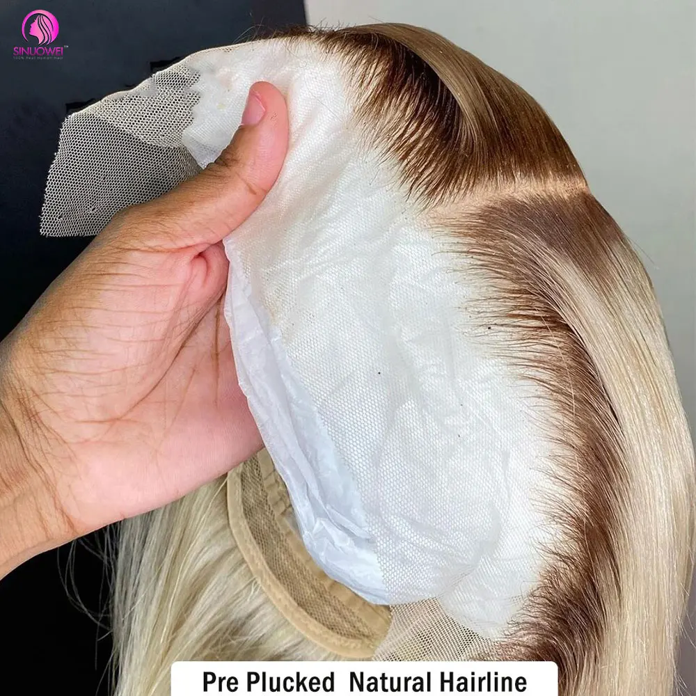 4/613 Blonde Bob Wig Dark Root Honey Blonde Colored Short Bob Human Hair Wigs 13x4 Lace Frontal Brazilian Hair Wigs For Women - Image 2