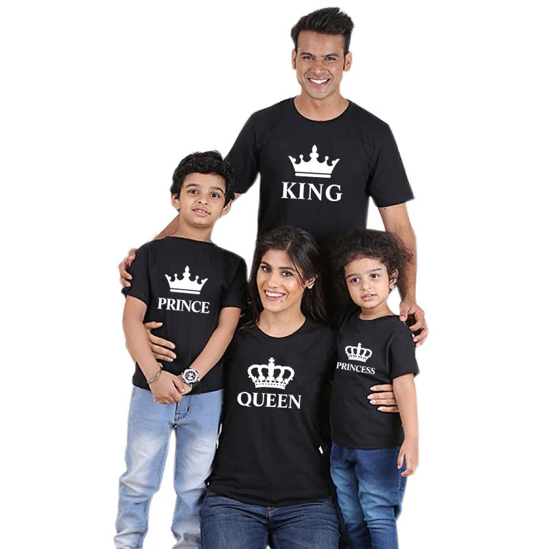 family matching clothes t shirt matching family outfits Father Mother Daughter Son t shirt for family King queen Princess Prince - Image 2