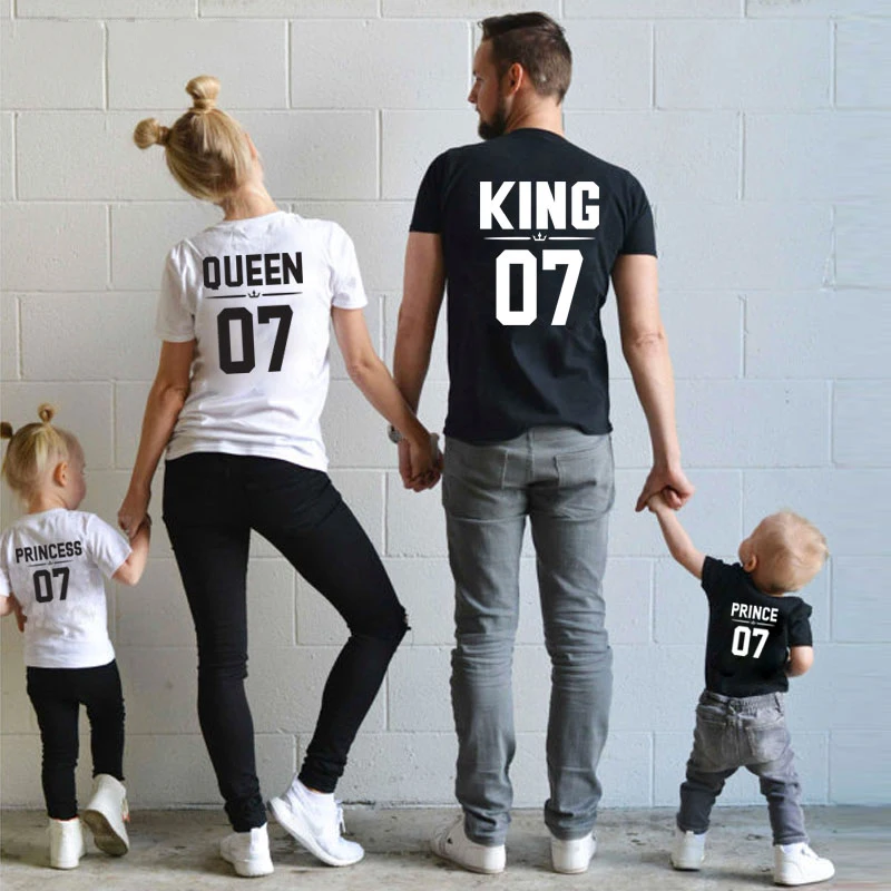 family matching clothes t shirt matching family outfits Father Mother Daughter Son t shirt for family King queen Princess Prince - Image 3