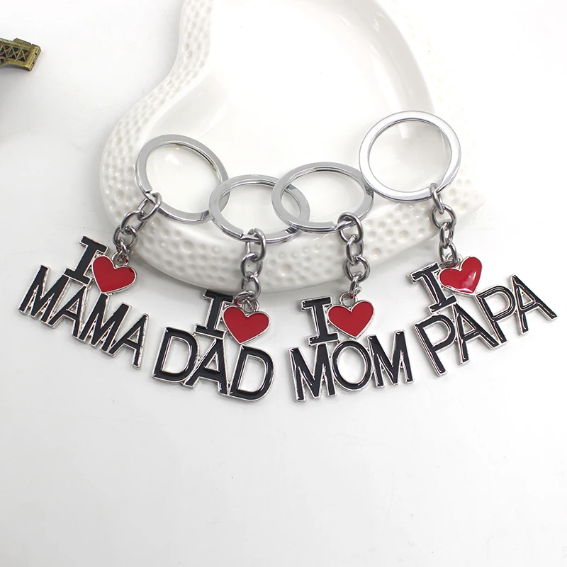 I Love MOM&MAMA&DAD&PAPA Hollow Letters Keychain for Women Men Jewelry Backpack Key Chain Father's Day and Mother's Day Gifts - Image 2