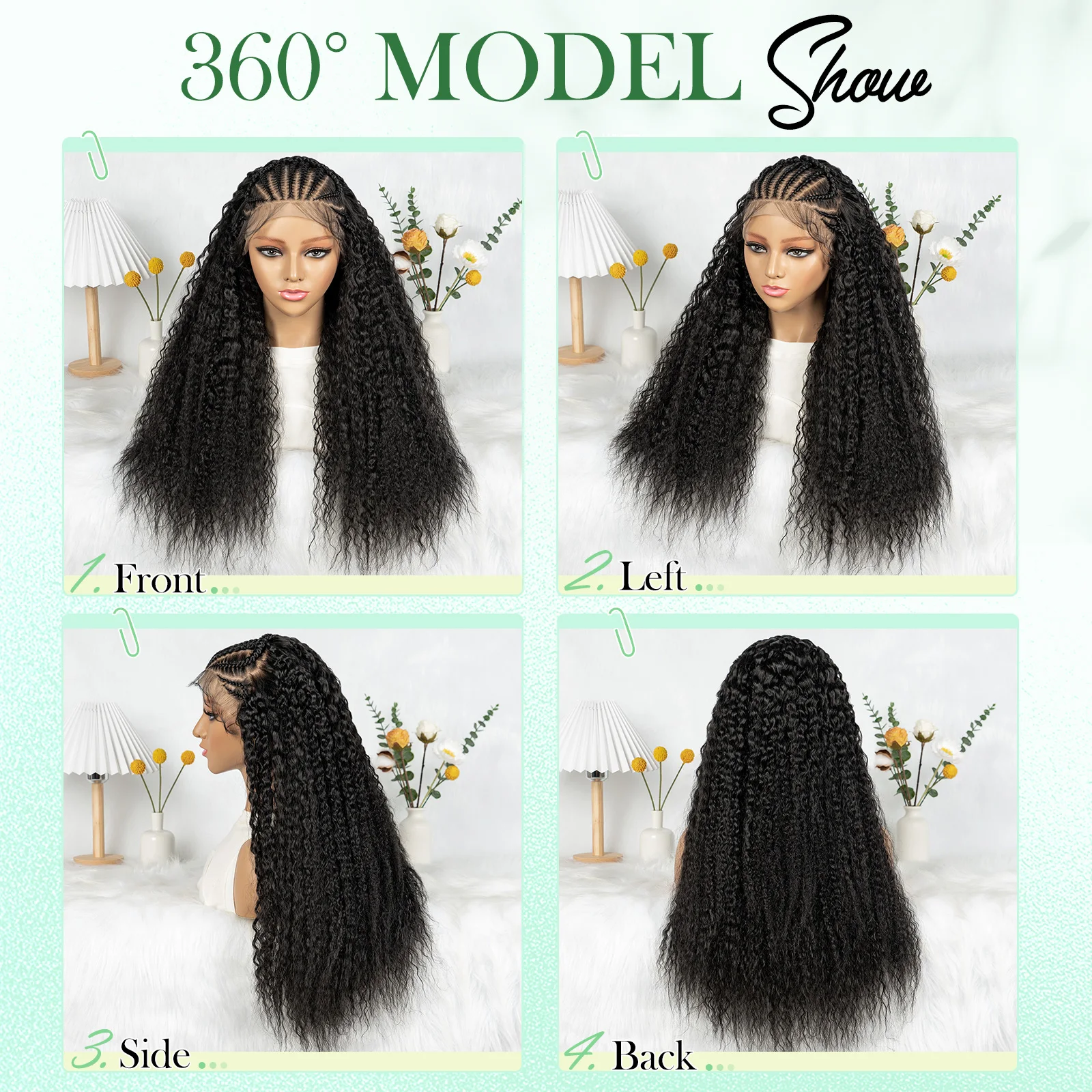 KIMA New Style Water Wave Braided Wigs 26inches 13x6 Lace Front Cornrow Braiding Wigs With Baby Hair For Women - Image 4