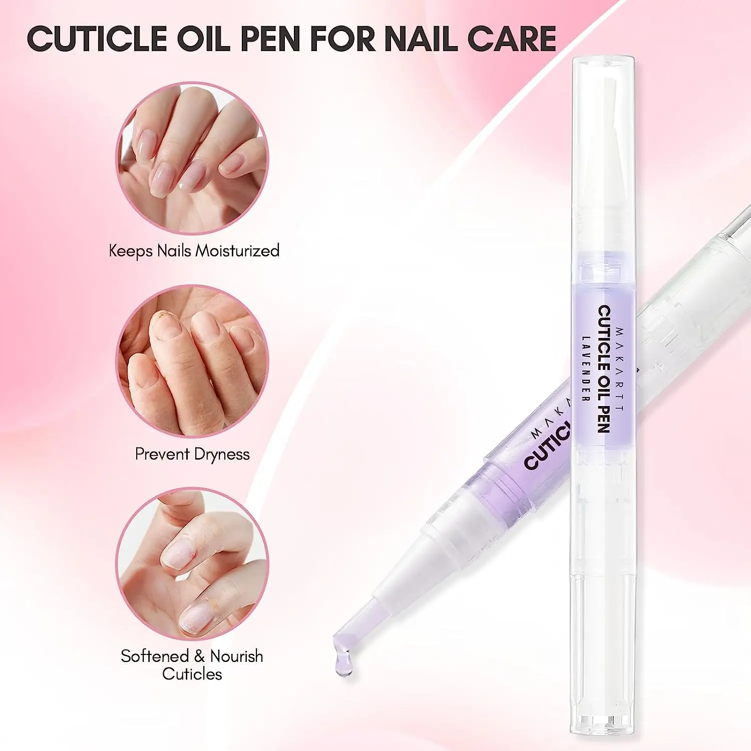 Makartt Cuticle Remover Kit, Nail Care with Cuticle Oil Pen, Trimmer, Nail File & 120ml Cuticle Remover Liquid, Manicure Set - Image 4