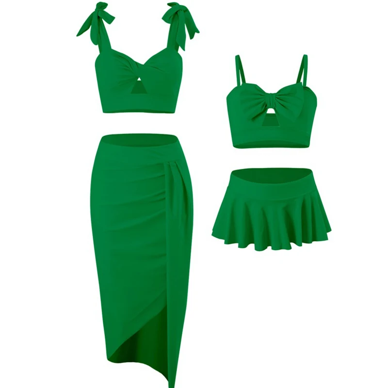 2025 Summer Family Matching Swimsuit Bikini Mother Daughter Bow Swimwear Mom Baby Girls Clothing Set 3PCS Mom's Swimsuit Skirt - Image 2