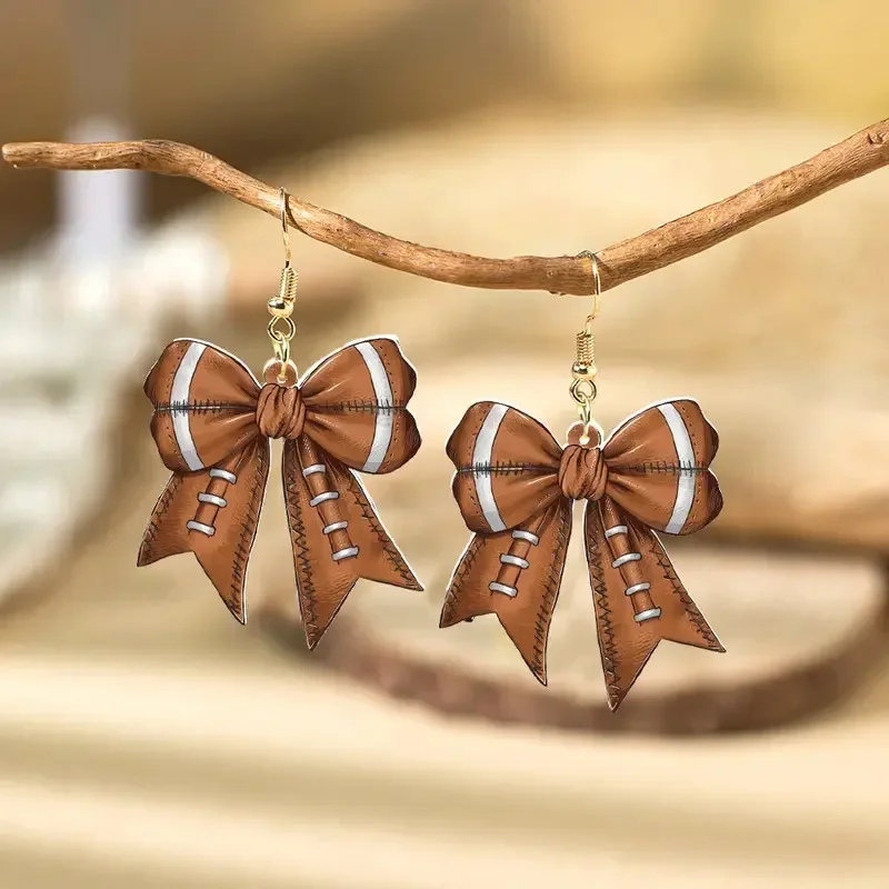 Creative 2D Flat Bow Sports Exquisite Simple Earrings Baseball Football Softball Volleyball Earrings Fans Jewelry Accessories - Image 4