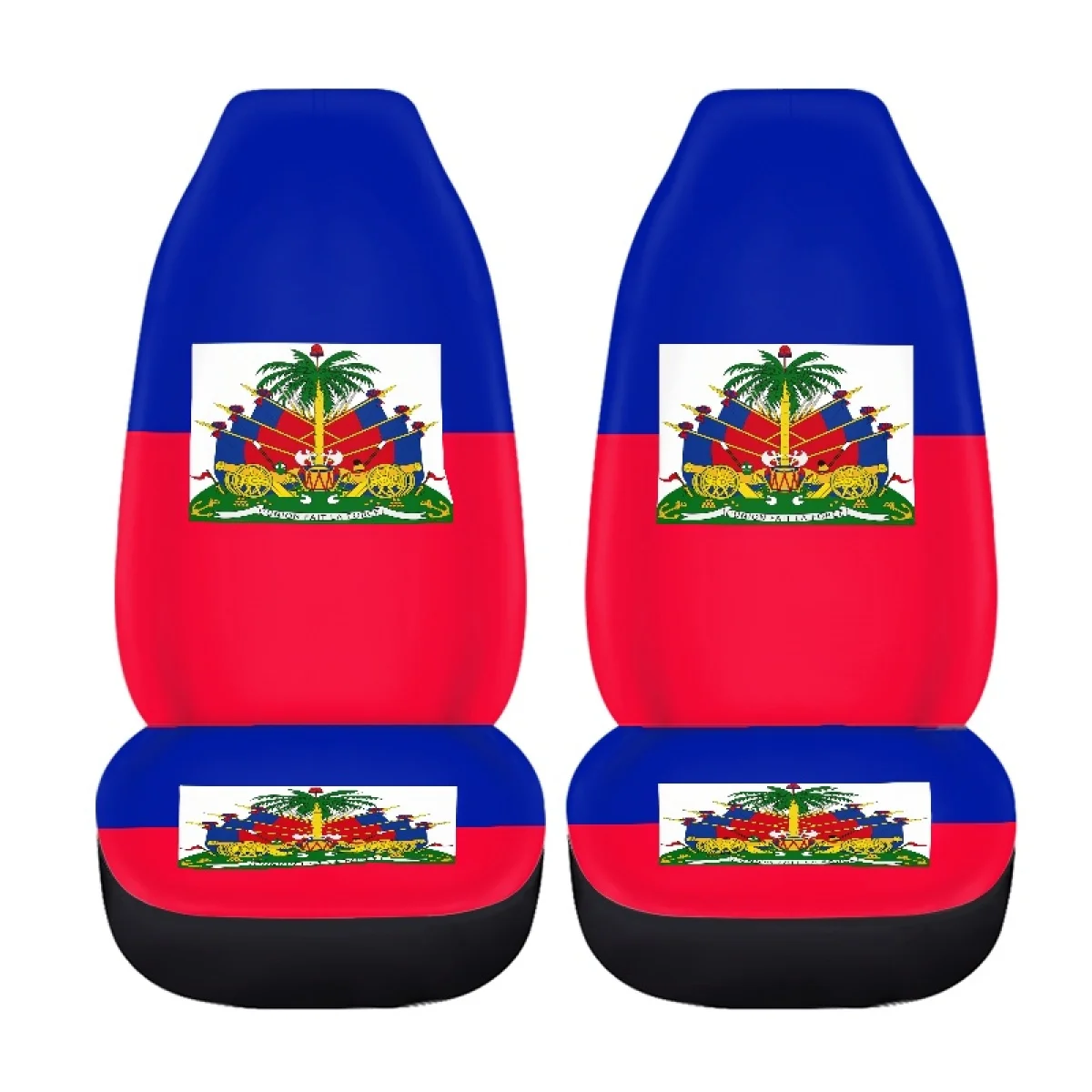 2023 Fashion Haiti Flag Cartoon Pattern Car Seat Cover Set Interior Accessories Easy Installation Protector Auto Decor 4Pcs DIY - Image 5