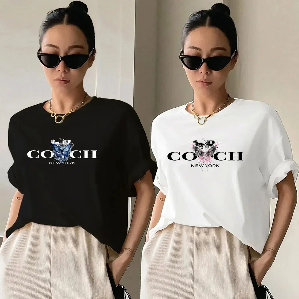 Men's and Women's Short Sleeve Pure Cotton Sports Luxury T-shirt Pure Cotton Printed Harajuku Brand All-match Summer 2025
