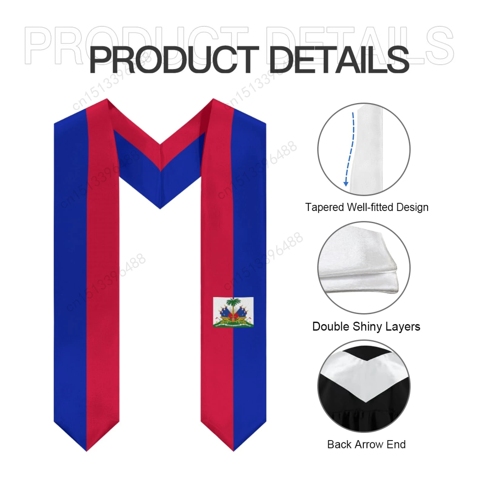 2025 Haiti Flag Graduation Stole Shawl Sash Honor For Study Aboard International Students - Image 6