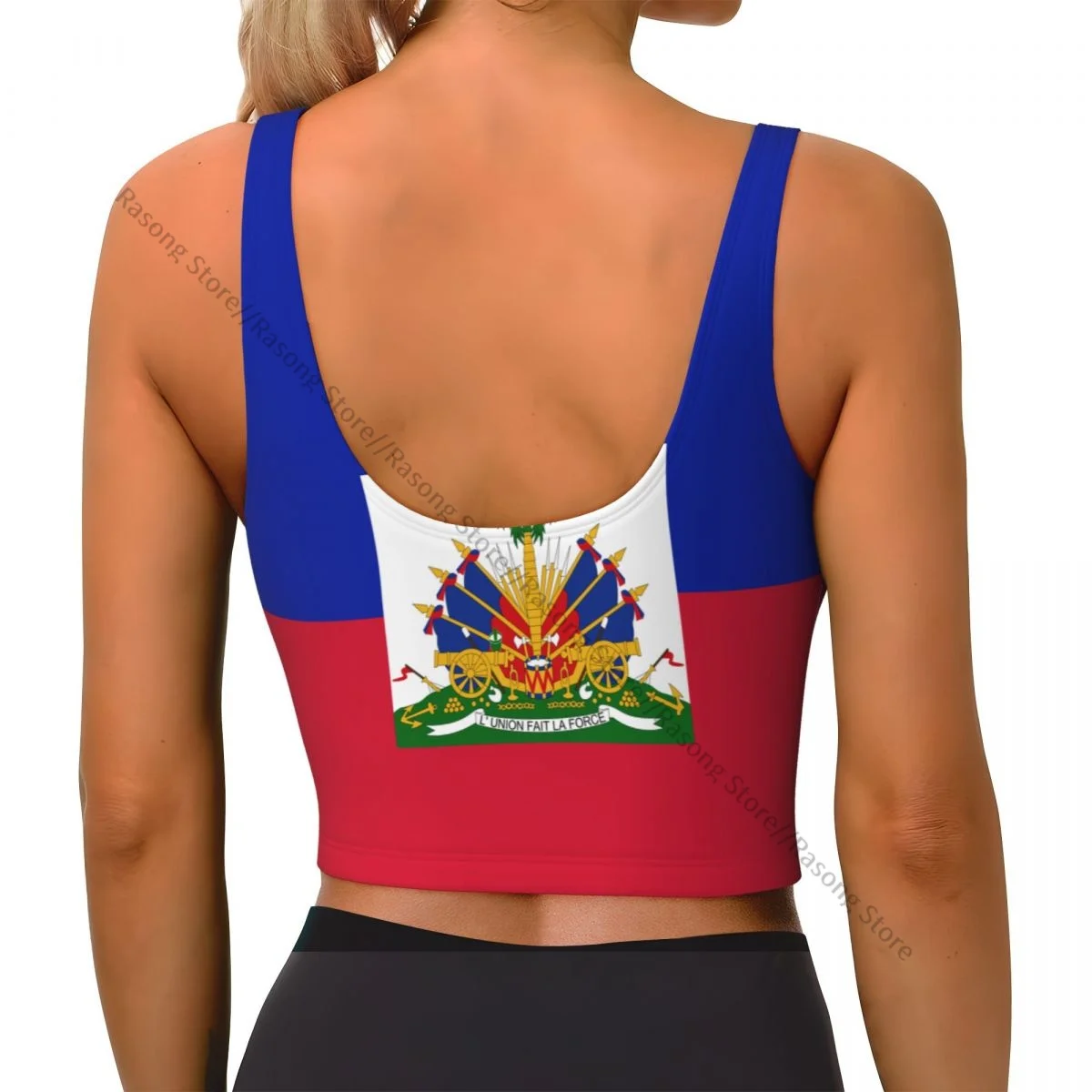 Women Sexy Sports Vest Flag Of Haiti Female Streetwear Sport Lingerie Tee Crop Top - Image 3