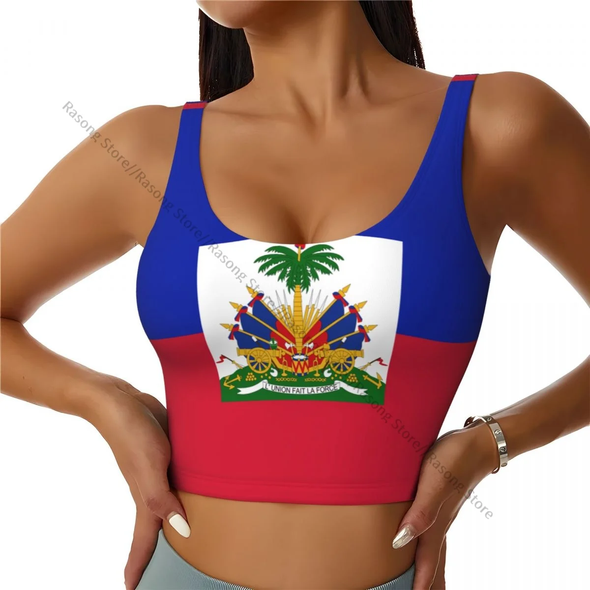 Women Sexy Sports Vest Flag Of Haiti Female Streetwear Sport Lingerie Tee Crop Top - Image 2