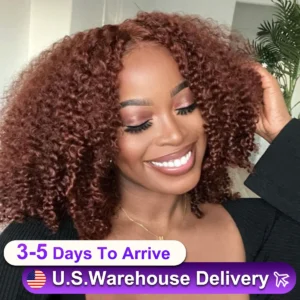 Reddish Brown Curly Short Bob Wig 13X6X1 Lace Frontal Wig Human Hair Preplucked Peruvian Remy Short Bob Wigs for Black Women