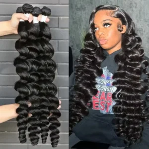 30 Inch Loose Wave Bundles Raw Bundles Brazilian Unprocessed Human Hair Virgin Loose Deep Wave Curly Bundles Weave Extensions
