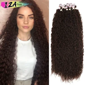 36Inch Afro Kinky Curly Synthetic Hair Bundles Super Long Organic Curly Hair Extensions for Woman High Quality Weaving Bio Hair