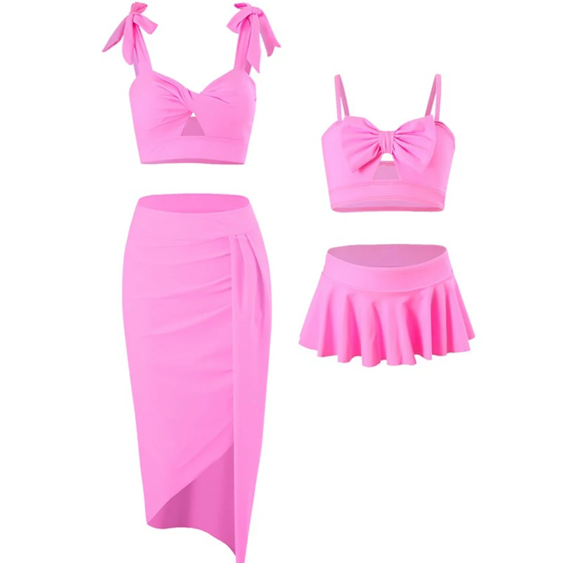 2025 Summer Family Matching Swimsuit Bikini Mother Daughter Bow Swimwear Mom Baby Girls Clothing Set 3PCS Mom's Swimsuit Skirt - Image 4