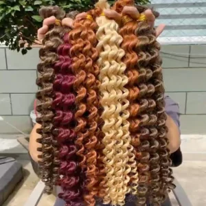 Bulk Hair For Braiding Human Hair Deep Wave Braids Hair Double Drawn Full End Bulk Human Hair Extensions 1/2/3 Bundles No Weft