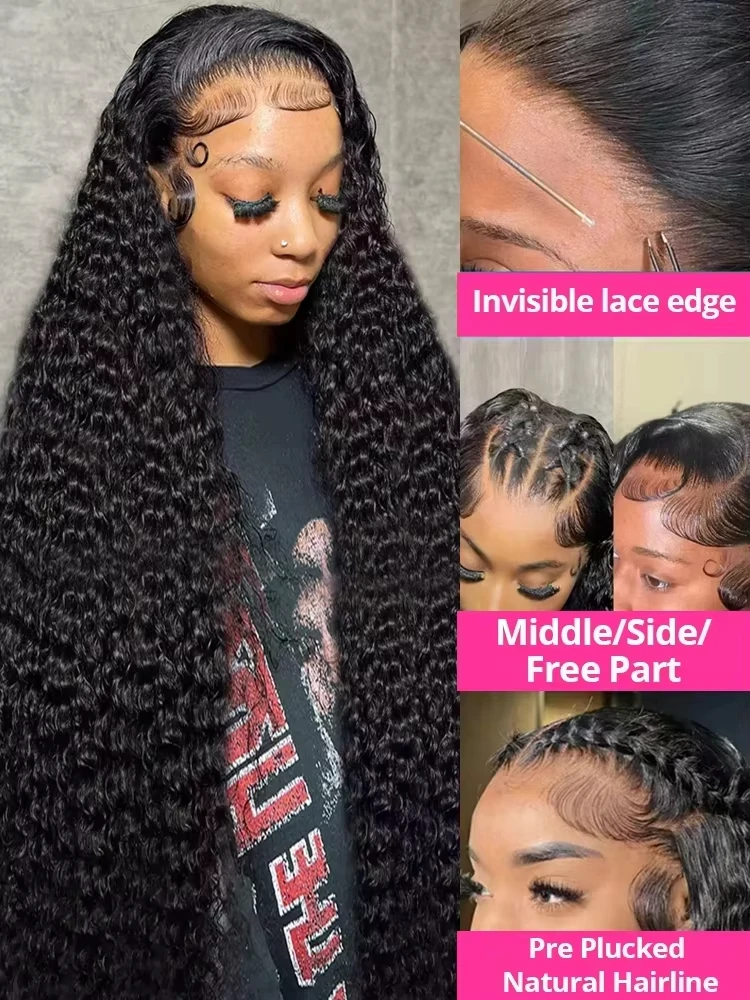 40 44 Inch Deep Wave 13x6 13x4 Lace Front Human Hair Wig 200% Remy Curl 360 Full Lace Frontal Wig Human Hair For Black Women - Image 2