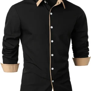 2025 men's long sleeved shirt formal shirt casual business loose comfortable high-quality solid color men's top