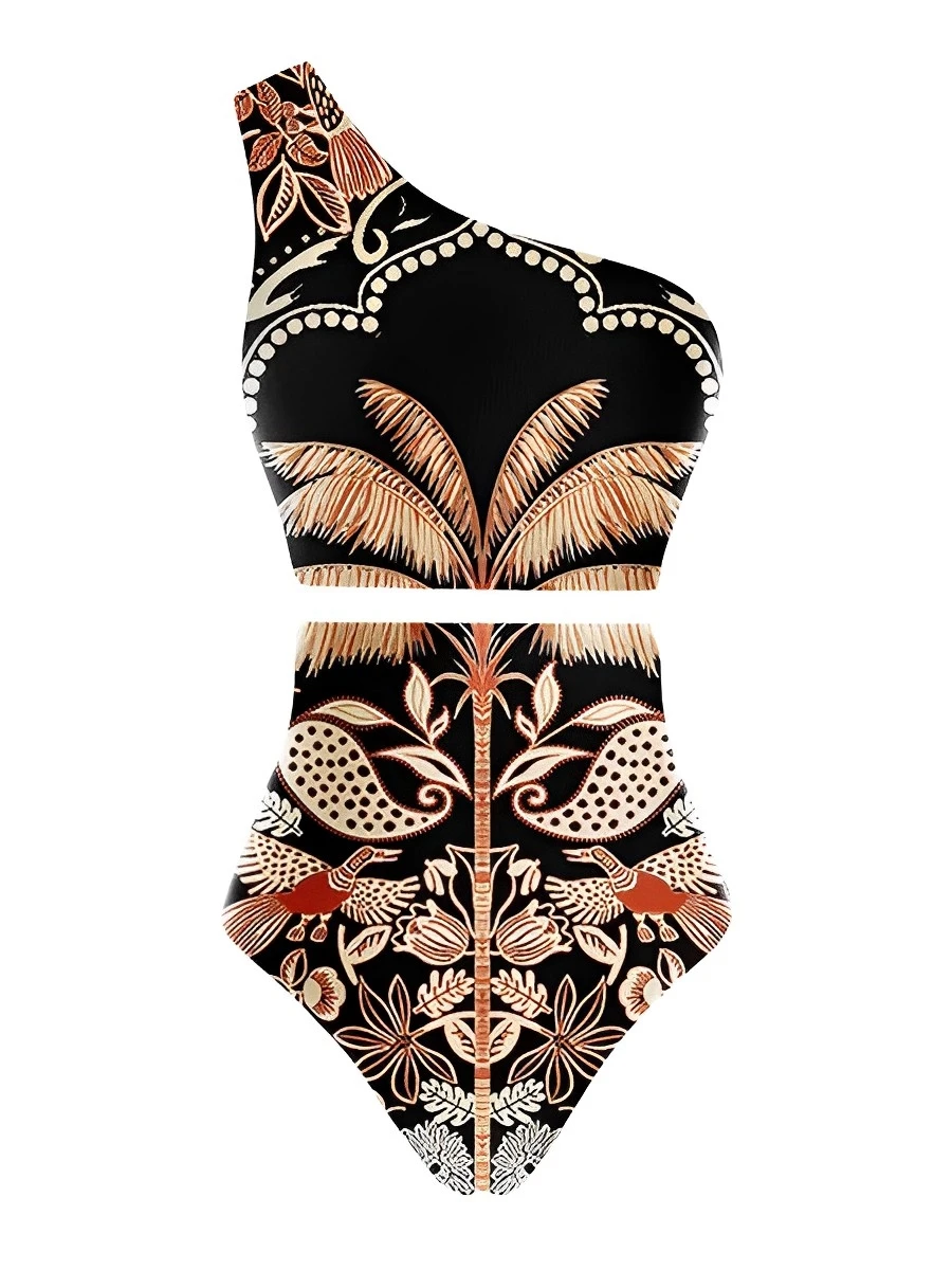 2025 One Shoulder High Waist Bikini Women Swimsuit Female Padded Swimwear Bathers Bathing Swimming Swim Suit Summer Beachwear - Image 2