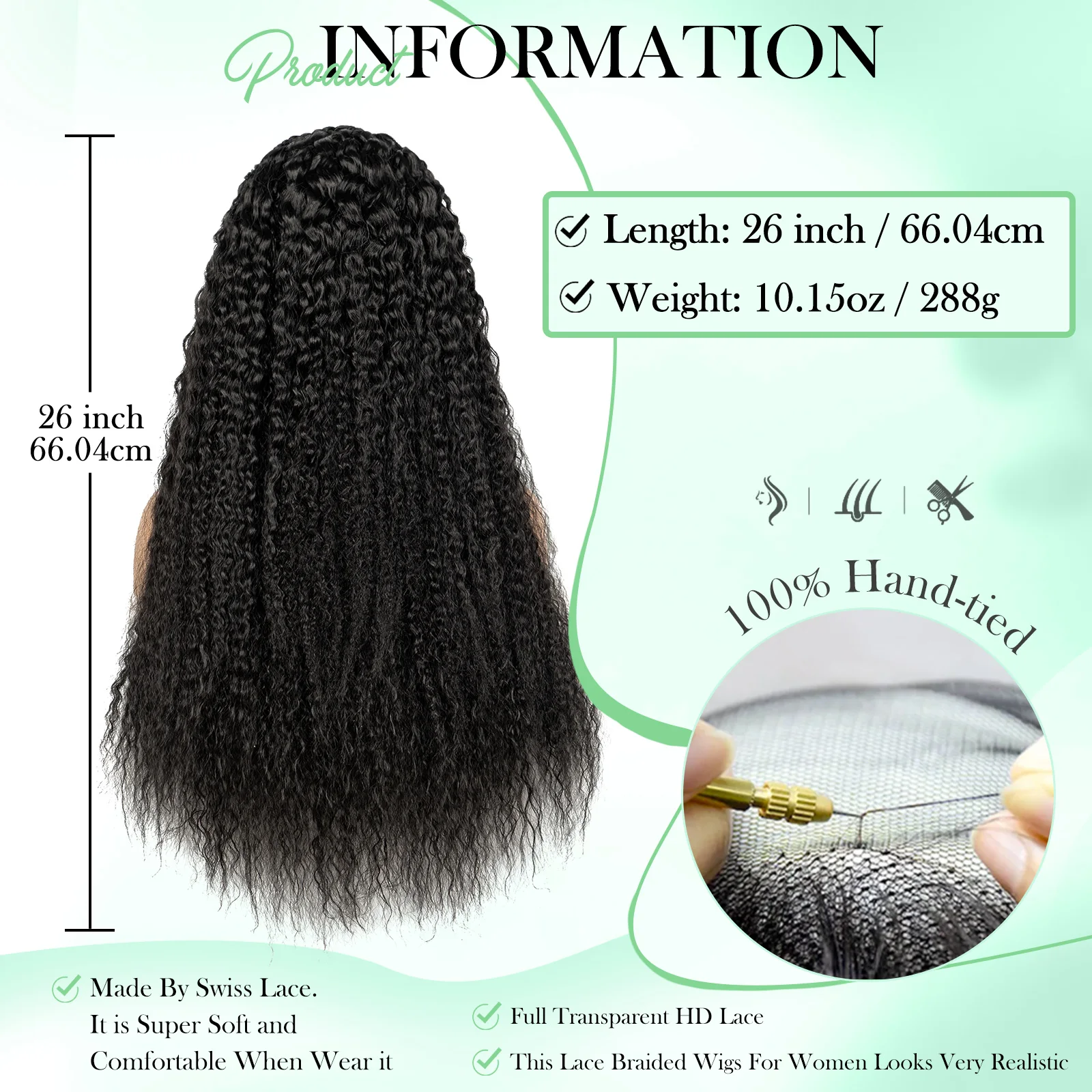 KIMA New Style Water Wave Braided Wigs 26inches 13x6 Lace Front Cornrow Braiding Wigs With Baby Hair For Women - Image 2