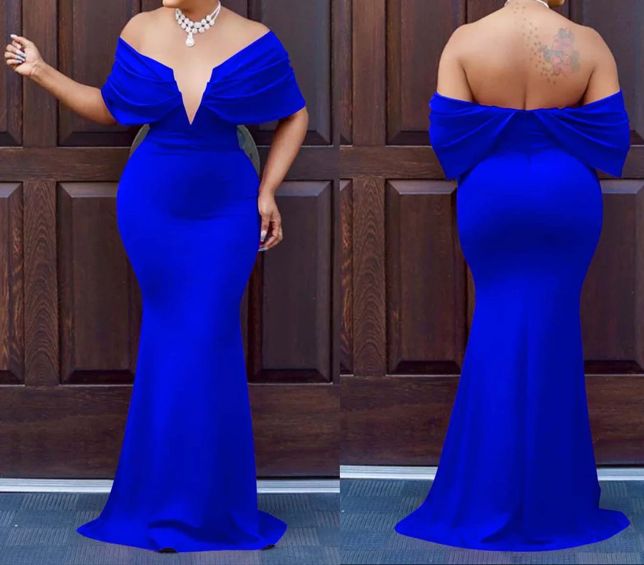Women V-neck Off The Shoulder Elegant Party Dresses Woman Sleeveless Bodycon Maxi Dress Evening Vestidos Sexy Long Dresses HW198 - Image 3