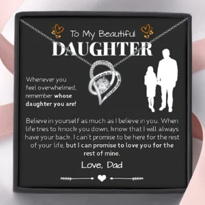 Elegant Necklace with "I Love You to the Moon and Back" Engraving, Surprise Gift for Daughter, Party Gift, Card & Box Packaging