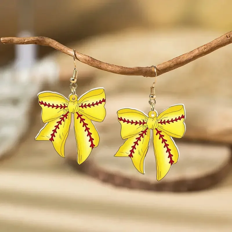 Creative 2D Flat Bow Sports Exquisite Simple Earrings Baseball Football Softball Volleyball Earrings Fans Jewelry Accessories - Image 6