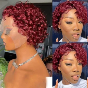 Pixie Cut Wigs Human HaiShort Curly Lace Front Human Hair Wigs For Women Brazilian Water Wave Bob Wig 13x1 Transparent Lace Wigs