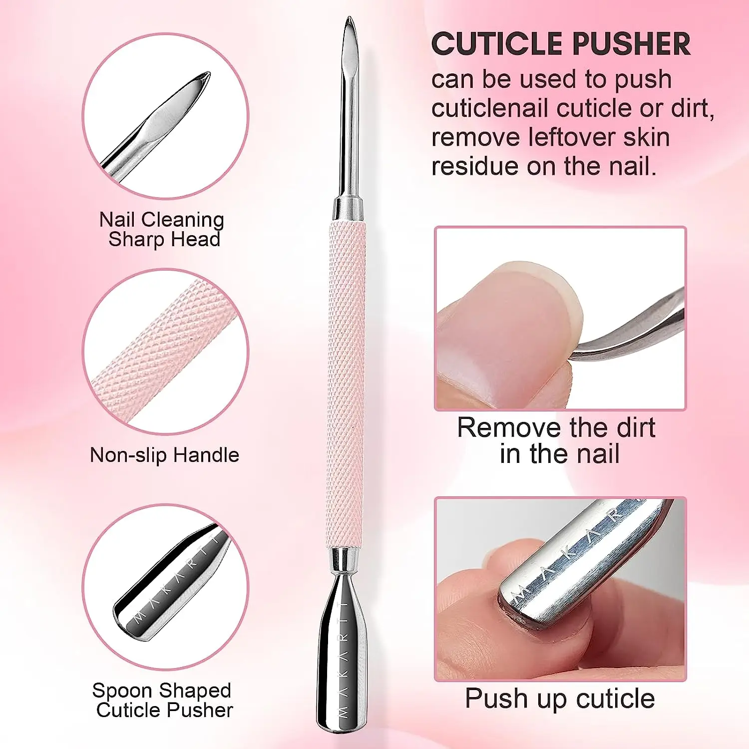 Makartt Cuticle Remover Kit, Nail Care with Cuticle Oil Pen, Trimmer, Nail File & 120ml Cuticle Remover Liquid, Manicure Set - Image 3